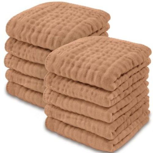 Baby Washcloths Muslin Cotton, Large 10”x10” By Comfy Cubs