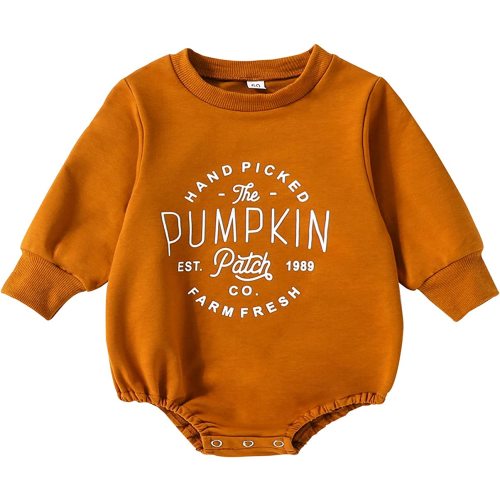 Ayalinggo Toddler Infant Baby Girl Boy Halloween Outfit Pumpkin Sweatshirt Oversized Onesie Bubble Romper Sweater Clothes