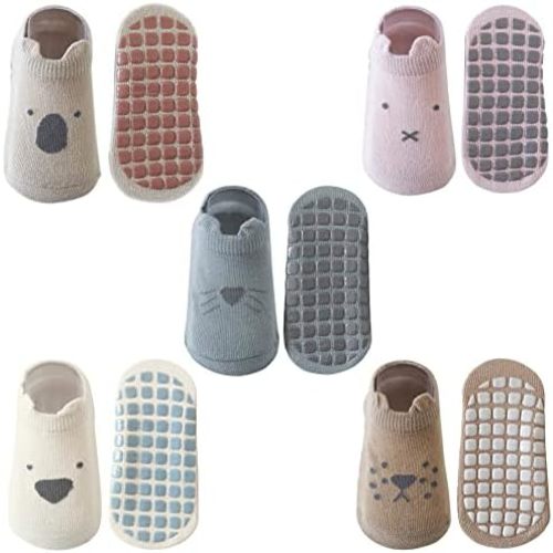 Exegawe Baby Socks with Grippers 5 Pairs Toddler Kids Cartoon Floor Ankle Non Slip Socks