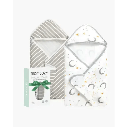 2-Pack Momcozy Baby Hooded Towels - Starry Sky Design