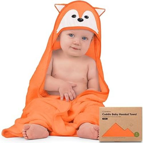 KeaBabies Baby Hooded Towel - Viscose Derived from Bamboo Baby Towel, Toddler Bath Towel, Infant Towels, Large Hooded Towel, Organic Baby Towels with Hood for Girls, Babies, Newborn Boys (Fox)