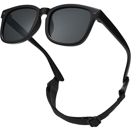 Polarized Baby Sunglasses with Strap - Unbreakable Infant Sunglasses for Newborn Toddler Girls Boys Age 0-24 Months
