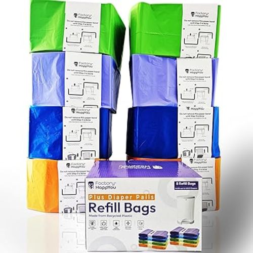 Factory Happyou® Pack of 8 Refills Compatible with Dekor Plus Diaper Pail Refills & Dekor Diaper Pail Refill Bags, 394 in Long, 30% Thicker, Advanced Odor Control. Each Roll Holds up to 600 Diapers