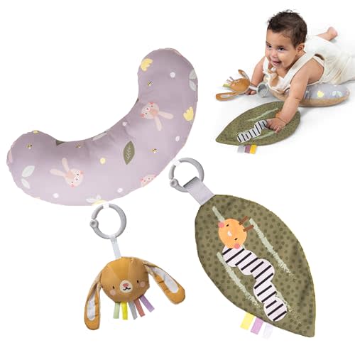 Taf Toys Tummy Time Training Set, Tummy Time Development Cushion 0-3 months,Rattle Bunny, Crinckle Leaf Toys Development, Newborn Development ergonomic tummy time toy Baby Toys 0-6 Months Sensory Toys