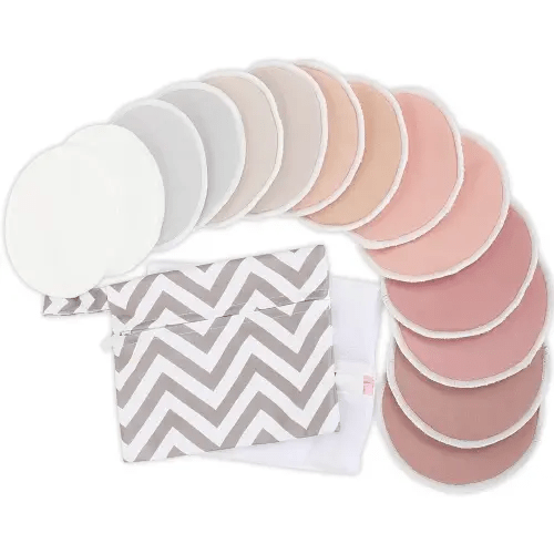 Reusable Nursing Pads for Breastfeeding, 14-Pack - 4-Layers Viscose Derived from Bamboo Nursing Pads, Breastfeeding Pads, Washable Breast Pads, Organic Maternity Pads, Nipple Pads (Lovelle, M 3.9")