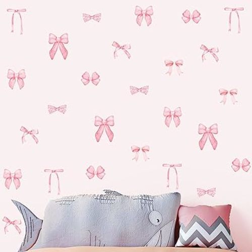8Sheet Pink Bowtie Wall Stickers and Decals for Bedroom and Bathroom Pink Bow Room and Wall Decor Coquette Room Decor Bow Decal