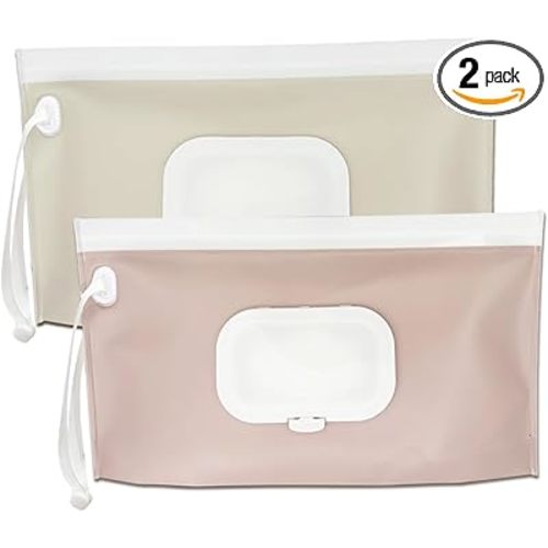 cephira Baby wipes dispenser,portable baby wipes holder for outdoor, Refillable baby wipes container, on the go wet wipe pouch for travel, resuable wipes dispenser for hiking (Nude Pink)