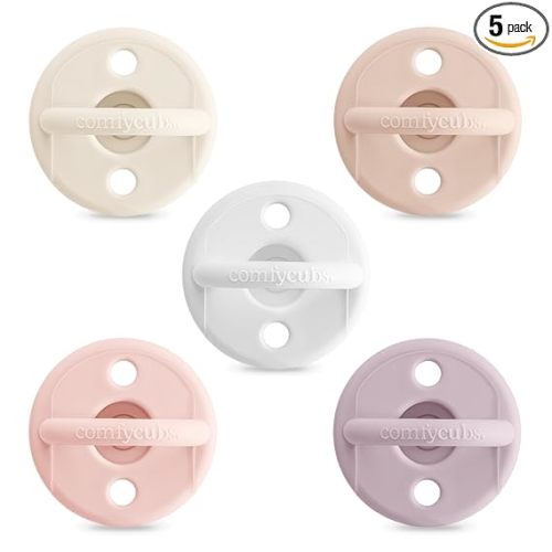 Comfy Cubs Baby Pacifiers, 5 Pack for 0+ Months - Soft Breast-Like Nipple Shape - CPSIA Compliant Silicone Pacifier for Newborns - Girl Pack Baby Essentials - Ideal Newborn Gift Set - Multicolor Girl