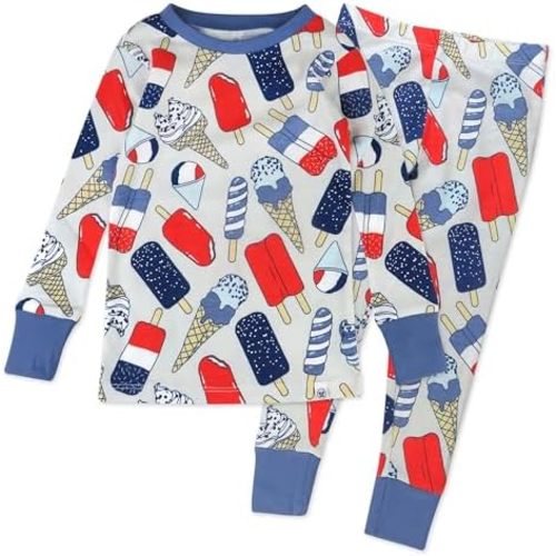 HonestBaby Celebration 2-Piece Pajamas Sleepwear Pjs 100% Organic Cotton for Baby, Toddler, Kids
