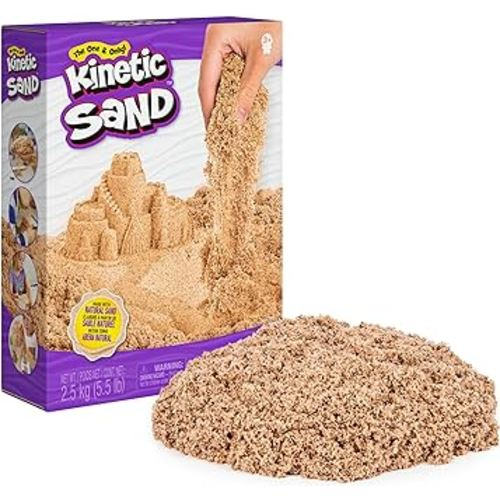 Kinetic Sand, 5.5lb (2.5kg) Natural Brown Bulk Play Sand for Arts and Crafts, Sandbox, Moldable Sensory Toys for Kids Ages 3+