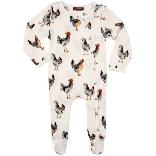 Chicken Organic Cotton Snap Footed Romper