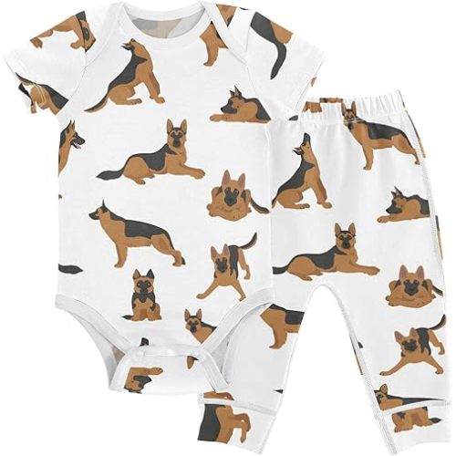 vvfelixl Baby Pants Sets Cute Dogs Puppy Short Sleeve Baby Clothes For Boys Girls 0-24 Months