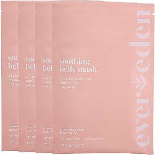 Evereden Soothing Belly Mask - 4 Belly Masks for Pregnant Women 2nd & 3rd Trimester - Hydrating, Nourishing, & Soothing Pregnancy Skin Care Belly Masks - Clean & Vegan Pregnancy & Maternity Products
