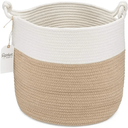 Parker Baby Nursery Storage Basket - Rope Storage Bin and Organizer for Laundry, Toys and Baby Blankets