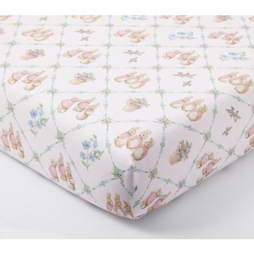Organic Peter Rabbit™ Flopsy™ Lattice Crib Sheet , Blush Multi