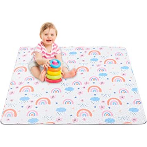 Machine Washable Baby Floor Play Mat 50x50”, Non Slip One-Piece Baby Crawling Mats for Tummy Time, Portable Playpen Mat Playmat for Babies Infants and Toddlers