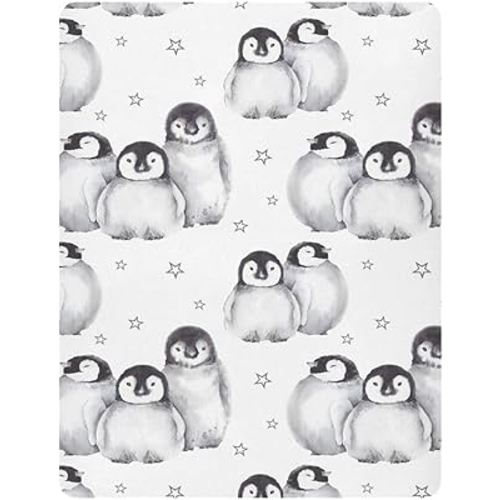 Cute Baby Penguins Fitted Crib Sheet for Boys Girls Baby Crib Sheet Crib Mattress Sheet Crib Mattress Sheet for Toddler Girl Boy,39 x 27 in