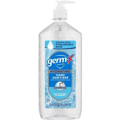 Germ-X Hydrating Hand Sanitizer, with Hyaluronic Acid, 1L Bulk Pack, No Rinse Formula, Sanitizing Liquid Gel for All Skin Types, Formulated without Parabens, Phthalates & Dyes