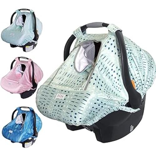 Bristin Baby Car Seat Canopy Stroller Covers for Infant Boy and Girl Babies Stretchy and Kick Proof with Net Multi Use Soft and Breathable (Teal)
