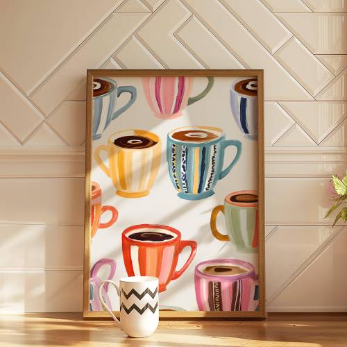 Coffee Cart Print Coffee Lover Decor Colorful Wall Art Coffee Bar Print Coffee Bar Sign Dopamine Decor Coffee Poster Kitchen Wall Art Print