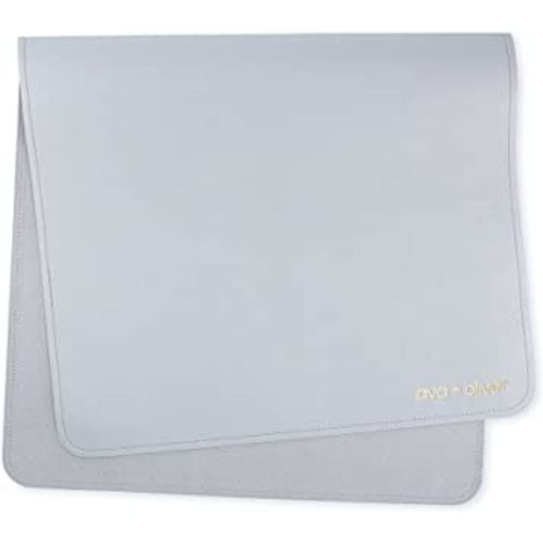 Vegan Leather Baby Changing Mat - Multipurpose Portable Wipeable Diaper Pad - Foldable for Travel (16 x 30 in) (Blue)