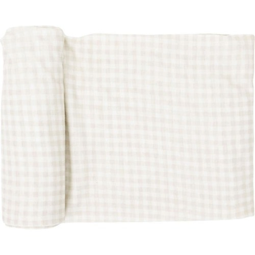 little unicorn Stretch Knit Swaddle, Tan Gingham