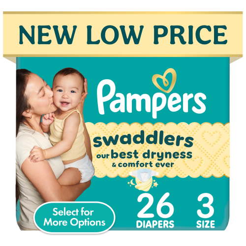 Pampers Swaddlers Diapers, Size 3, 26 Count, Hypoallergenic, Leakproof