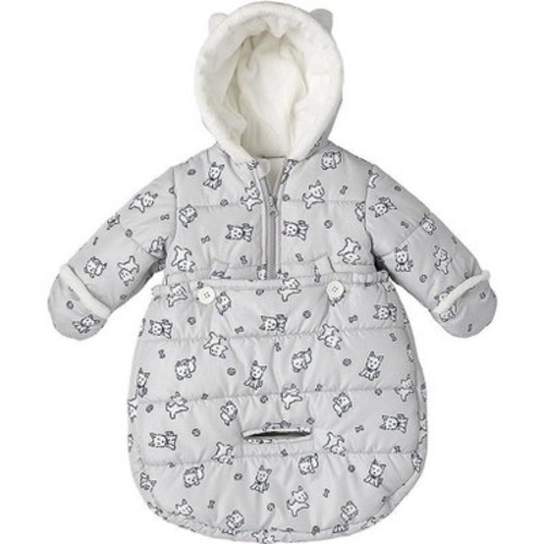 LONDON FOG Newborn Baby Girl and Boy Puffer Carbag Pram Snowsuit, Color: Gray