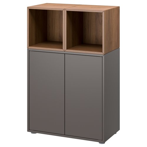 EKET Storage combination with feet - dark gray/walnut effect 27 1/2x13 3/4x42 1/8 "