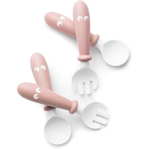 BabyBjörn Baby Spoon and Fork, 4 pcs, Powder Pink