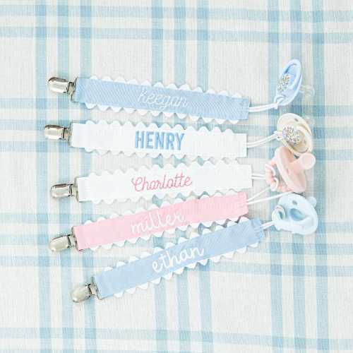 Pacifier Clips // Paci Clip, Monogram Pacifier Clip, Pacifier Holder, Embroidered Custom Name, Personalized Baby Gift, Baby Girl, Baby Boy