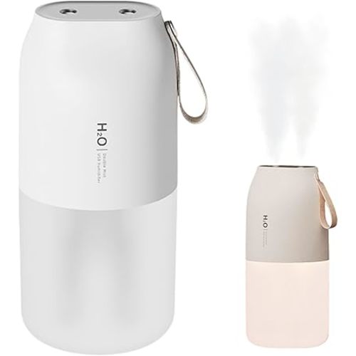 Portable Humidifier – 300ml Double & Single Mist, USB-C Rechargeable 2000mAh Battery, Quiet Night Light, Leak-Proof & Travel Humidifier for Car, Office, Bedroom, Baby & Dry Air Relief