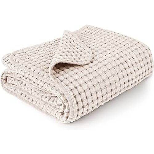 Konssy Waffle Baby Blankets, Nursery Blankets for Boys Girls, Swaddle Blankets Neutral Soft Lightweight Toddler and Kids Throw Blankets(Oat)