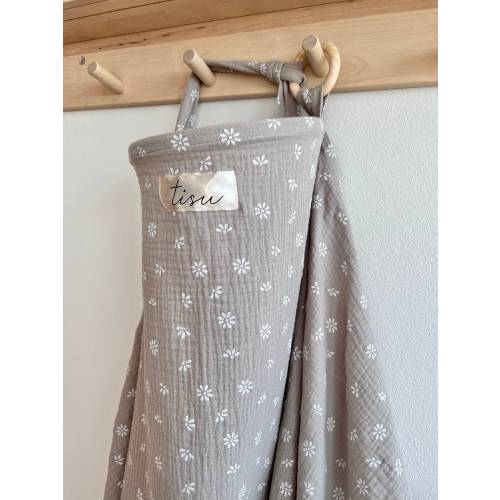 Beige Daisy Nursing Cover for Baby Breastfeeding & Pumping