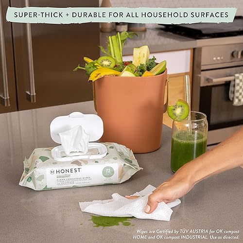 The Honest Company Clean Conscious Multi-Use Wipes | Hypoallergenic + Unscented for Sensitive Skin | Over 99% Water, Compostable, Plant Based, Baby Wipes | Geo Mood, 576 Count