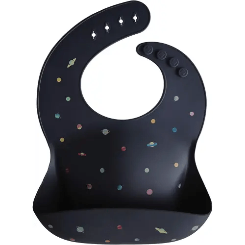 mushie Silicone Baby Bib | Adjustable Fit Waterproof Bibs (Planets)