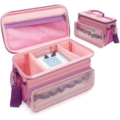 Sun3drucker Carrying Bag for Toniebox Starter Set - Carrying Case for Toniebox, Tonie Figures,Headphones and Charging Station, Portable Storage Bag with Shoulder Strap and Handle Bar (Pink)
