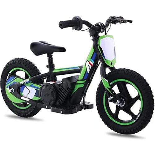 AIII Lightweight Electric Dirt Bike for Kids, 170/340W Electric Motorcycle Up to 10/12MPH, 24V Detachable Battery, Hand-Operated Dual Brakes Electric Balance Bike for Ages 3-6/5-12