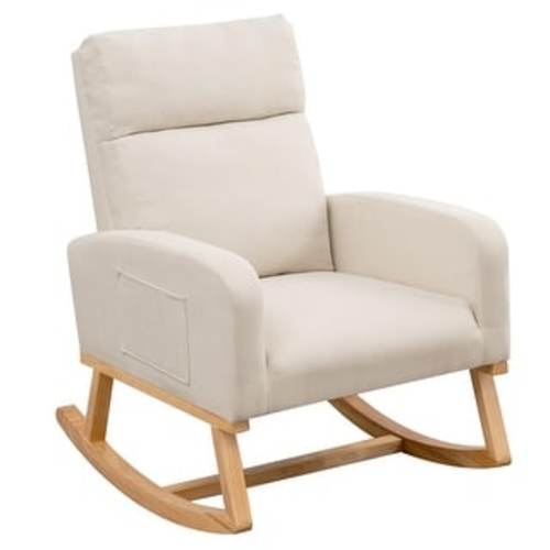 HOMYKA 28" Wide Rocking Chair for Nursery with Solid Wood Leg