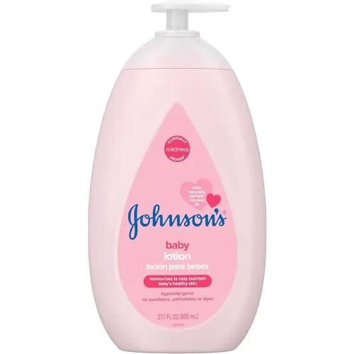 Johnson's Moisturizing Mild Pink Baby Lotion with Coconut Oil for Delicate Baby Skin, Paraben-, Phthalate- & Dye-Free, Hypoallergenic & Dermatologist-Tested, Baby Skin Care, 27.1 Fl. Oz