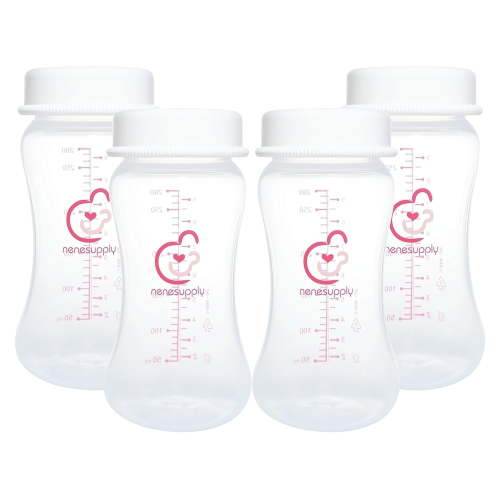 Nenesupply 9oz 4 Count Wide Neck Breast Pump Bottles Use as Bottles for Pumping with Spectra S1 Spectra S2 9 Plus Breast Pumps. Pump Bottles for Spectra Pump. Breastmilk Storage and Collection Bottle