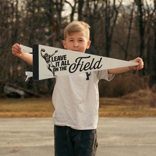 Football Leave it all on the Field Felt Pennant | Vintage Football Banner, Kids Room Decor, Sports Fan Wall Art Print. Motivational Gift.