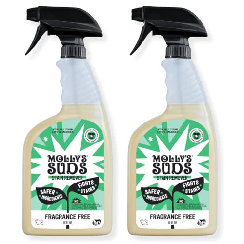 Molly's Suds Laundry Stain Remover Spray | Gentle Yet Powerful, Great for Baby & Pet Stains | Clean, Simple Ingredients (Fragrance Free) | 16 oz, 2 Pack
