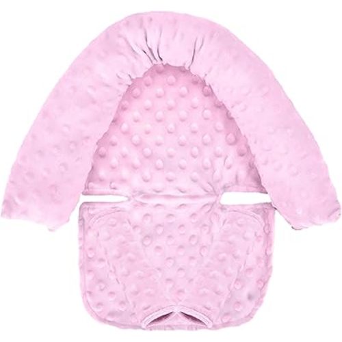 Childlike Behavior Carseat Head Support for Infant - Premium Shoulder Strap Covers for Enhanced Comfort - Easy-Install Carseat Belt Cover for Babies - Stylish and Soft Car Seat Accessories - Baby Pink