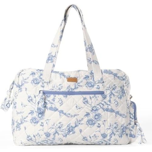Staya Quilted Duffle Bag - Perfect Travel Companion, Quilted Weekender Bag for Women, (Coastal Grandma)