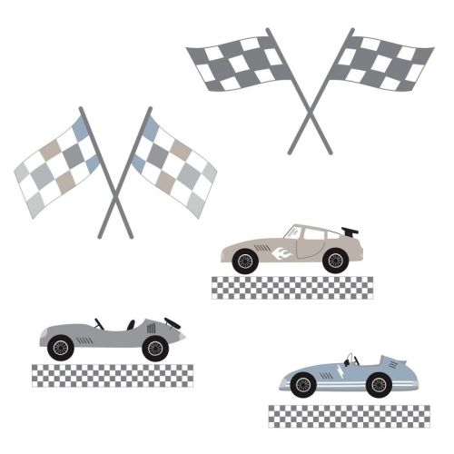 Lambs & Ivy Little Racer Car/Transportation Blue/Taupe Wall Decals/Stickers