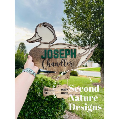 Baby Boy Duck Birth Stats Sign / Nursery Announcement / Newborn Hospital Sign / Wood Birth Sign / Baby Sign Mallard Duck Head Door Hanger