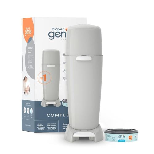 Diaper Genie Complete Diaper Pail System, Grey - AMAZON EXCLUSIVE - includes 4 Carbon Filters and 1 refill