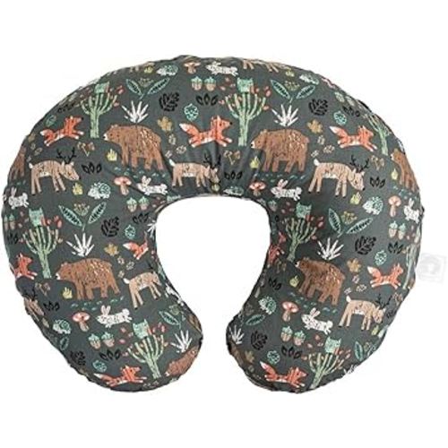 Boppy Original Nursing Pillow, Green Forest Animals, Ergonomic Nursing Essentials for Bottle and Breastfeeding, Firm Fiber Fill, with Removable Pillow Cover, Machine Washable