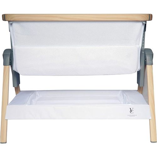 Venice Child California Dreaming Bedside Crib Bassinet w/Travel Case, Bamboo Bassinet Sheet, Removable Bamboo Compressed Cotton Mattress, Height Adjustable, Easy Clean - White